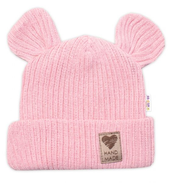 139937-253655-pletena-bavlnena-ciapka-s-uskami-dvojvrstvova-hand-made-baby-nellys-ruzova-vel-68-74